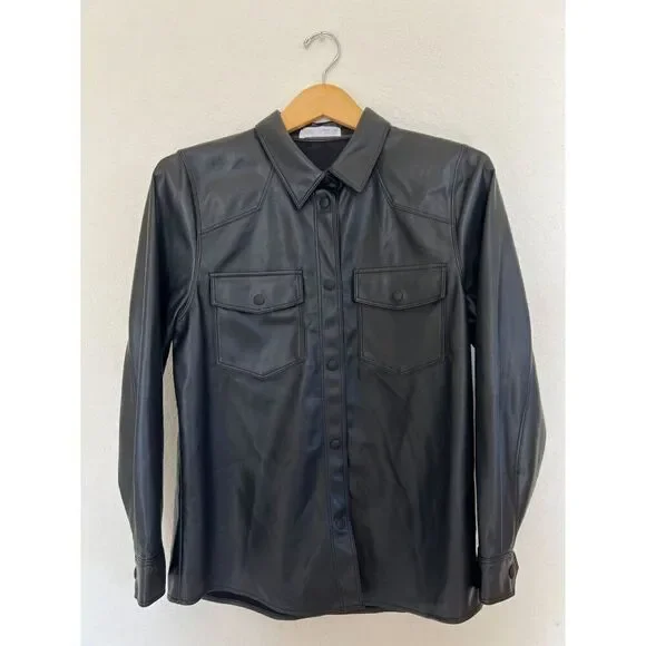 Zara Black Faux Leather Shirt Jacket Youth Size‎ 13-14 - Picture 10 of 10